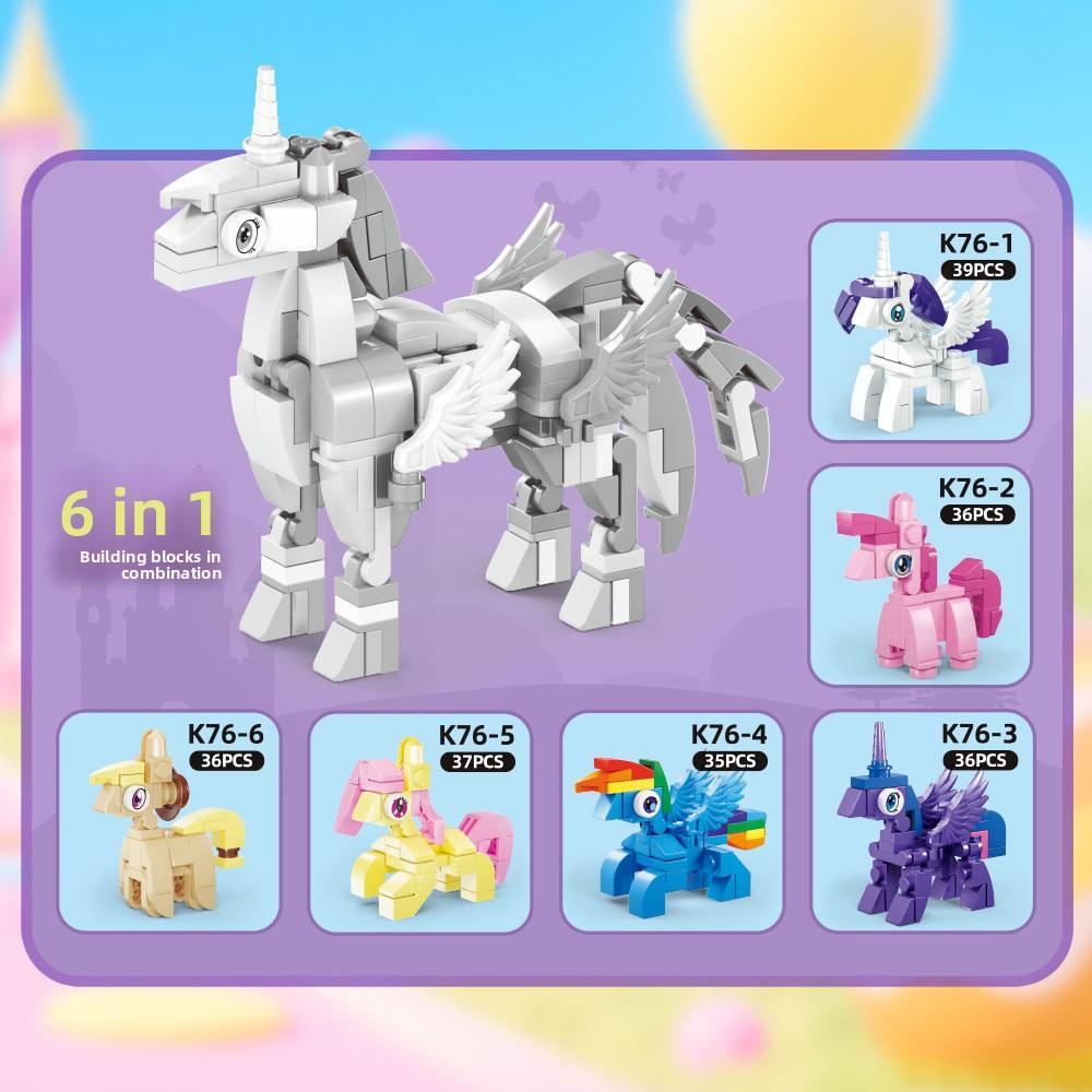 6-в-1 My Little Pony Строительные Блоки Сюрприз Фигурка Equestria Girls Сумеречная Искорка Строительные Блоки Мультяшные Игрушки Для Детей