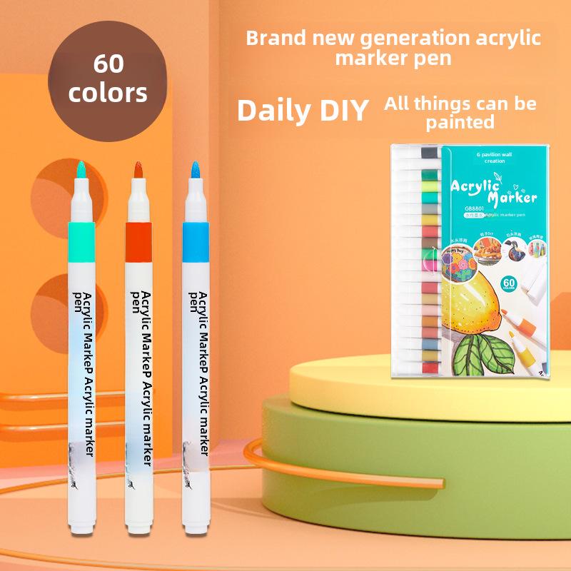 Набор акриловых водостойких маркеров: Гладкие, безопасные для бумаги ручки для творчества, граффити, акварели, студентов и ручных поделок