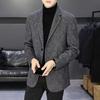 Мужской пиджак с лацканами, длинный рукав, две пуговицы, деловой пиджак, приталенный крой, однотонная осенне-зимняя шерстяная верхняя одежда