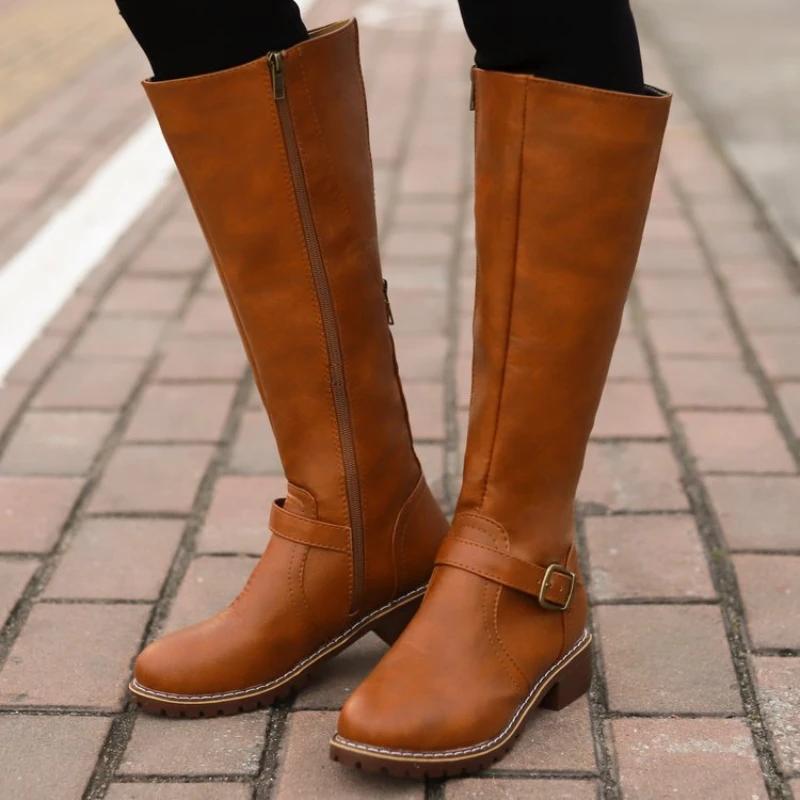 Fashion Shoes Women Boots Fashion Comfortable Waterproof Brown Long Boots for Women Plus Size Thigh High Boots Botas De Mujer 2024