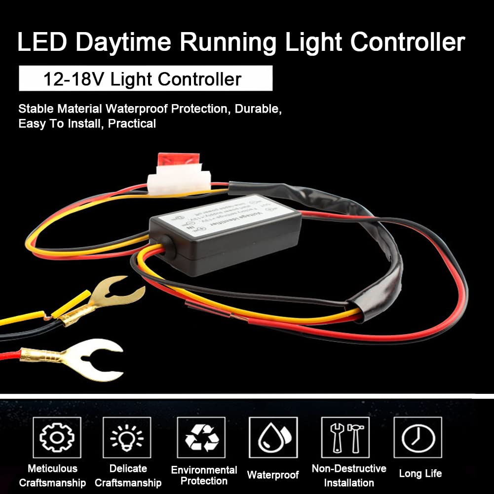 For Automotive LED DRL Controller Automatic Daytime Running Lights Wiring Harness Dimmer Fog Light Controller Power Switch