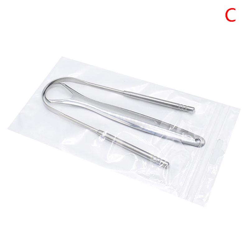 2PCS Tongue Scraper Stainless Steel Tongue Cleaner Oral Care Hygiene Scraper