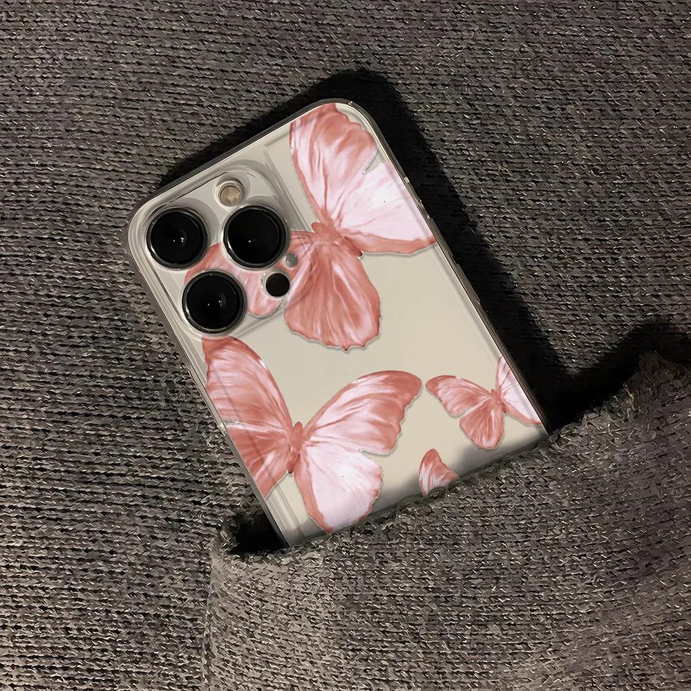 Butterfly Transparent Shockproof Phone Case for iPhone 16e 11 12 13 14 15 16 Pro Max XS X XR 7 8 16 Plus Soft Cover