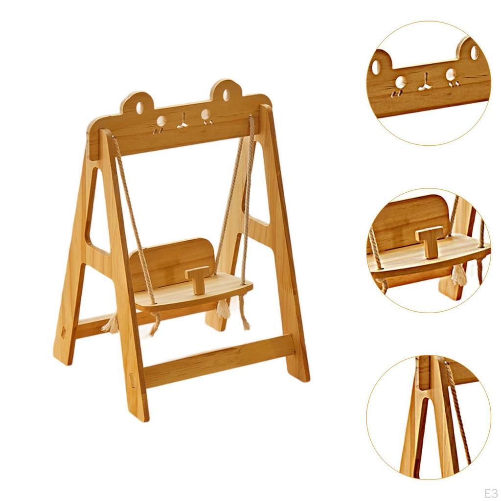 Doll Swing Lightweight Accessories Portable Adjustable Rope Length Wood Toy