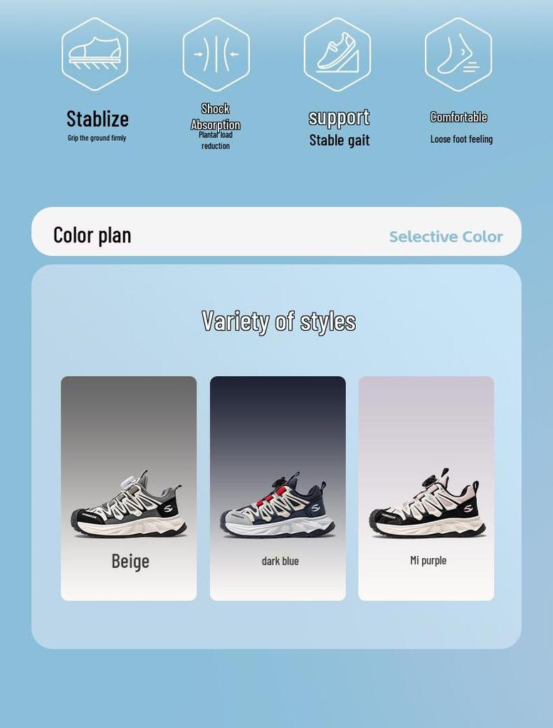 Happy Bear Unisex Spring Leather Kids' Sports Shoes with Rotating Button