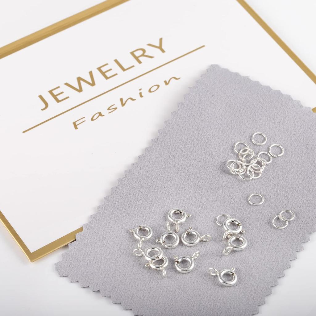 40 ШТ. Застежки и Соединители из Стерлингового Серебра с Разомкнутыми Колечками Набор 5 мм Пружинные Кольца Соединители для Изготовления Украшений (Серебряные застежки 6 мм)