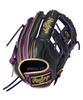 Rawlings Baseball Hyper Tech Color Sync Glove Throw Glove, Junior/Jr., Kids' (GJ5FHTCN6L), All-Around, Black/Purple, Large, Right-Handed