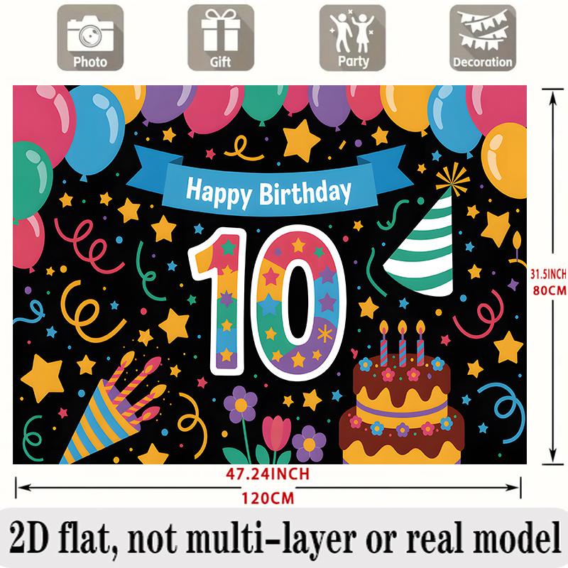 Party Backdrop 10Th Birthday Flat Photo Booth Background Birthday Party Decor