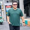 Мужская футболка с V-образным вырезом L-6xl 7xl 8xl 9xl Fast Dry Ice Silk с коротким рукавом, эластичная футболка, мужские повседневные нейлоновые футболки высокого качества
