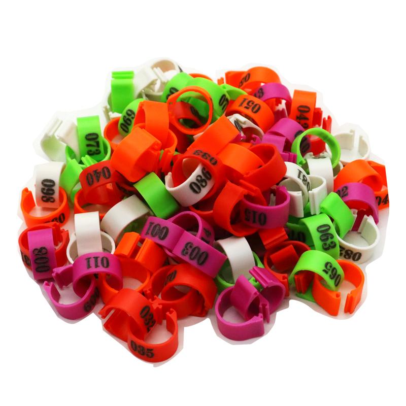 100 Pcs Inner Diameter 12MM 14MM Pigeon Bird Plastic Clip Rings Pigeon Colored Foot Ring No.1-100 Poultry Leg Bands