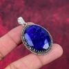 Blue Sapphire Pendant, Handmade Gemstone Pendant, 925 Solid Sterling Silver Pendant Antique Jewelry, For Thanksgiving