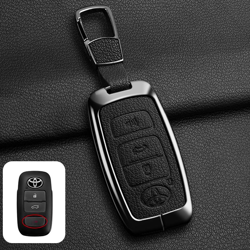 LATE7 Zinc Alloy Goatskin Car Remote Key Case Cover Shell for Toyota Yaris Ativ Raize Veloz Avanza Rush Auto Keychain Accessories