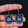 Удивительные серьги ручной работы из чистой медной проволоки с синим халцедоном, ювелирные изделия