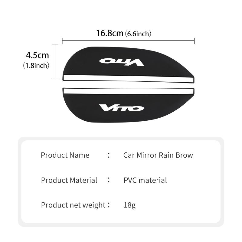 FFYE5 For Mercedes Benz 2pcs Car Rear View Mirror Sticker Rain Eyebrow Cover Auot Accessories W124 W203 VITO Sprinter Viano V-Class