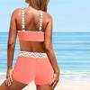 Женский купальник с бретелями и двухцветным полосатым принтом, бикини с коротким топом, купальник