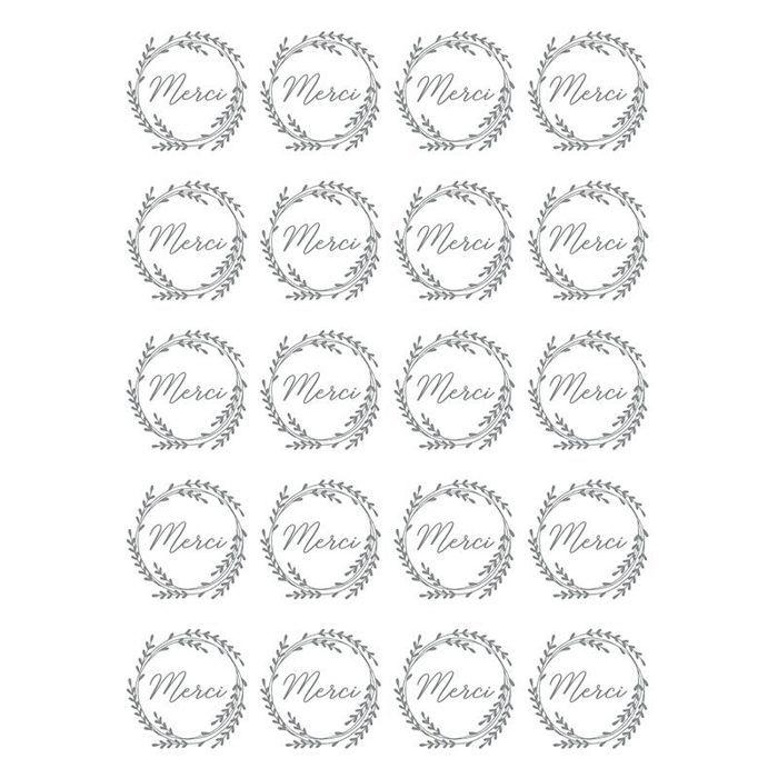 Décalcomanies Artemio - Collection On se marie - Merci Argenté - 20 motifs