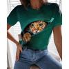 Animal Series Digital 3D Printed Men's Women's Short Sleeved T-shirt Cute Cat Round Neck Base Top