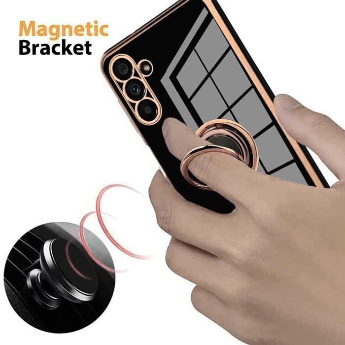 Protective Case - BOOLING - for Samsung Galaxy A04s / A13 5G - Shockproof Silicone - Black - 360° Support Ring