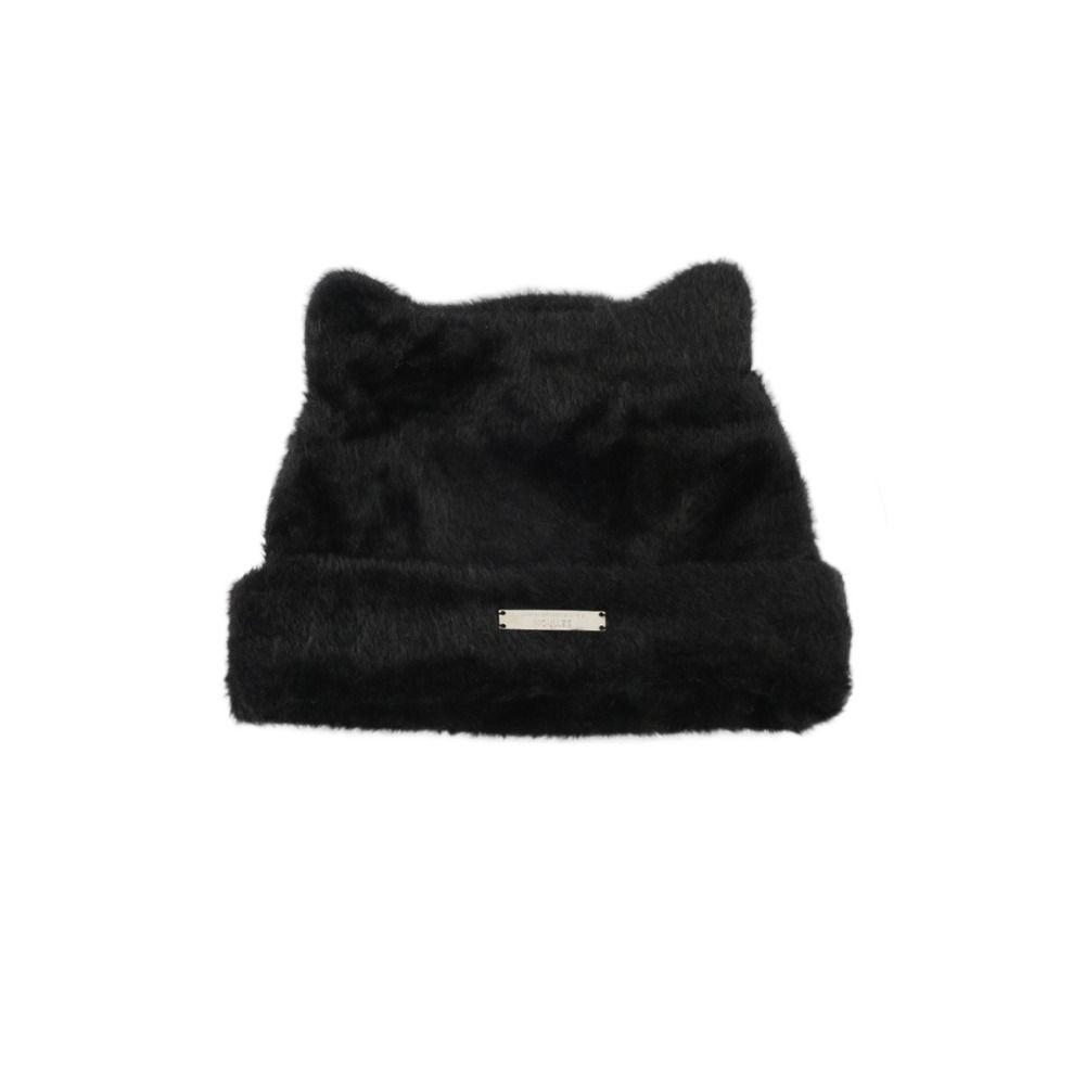 Кошачьи ушки вязаная шапка имитация норковой шерсти теплая шапка милая шерстяная шапка зима