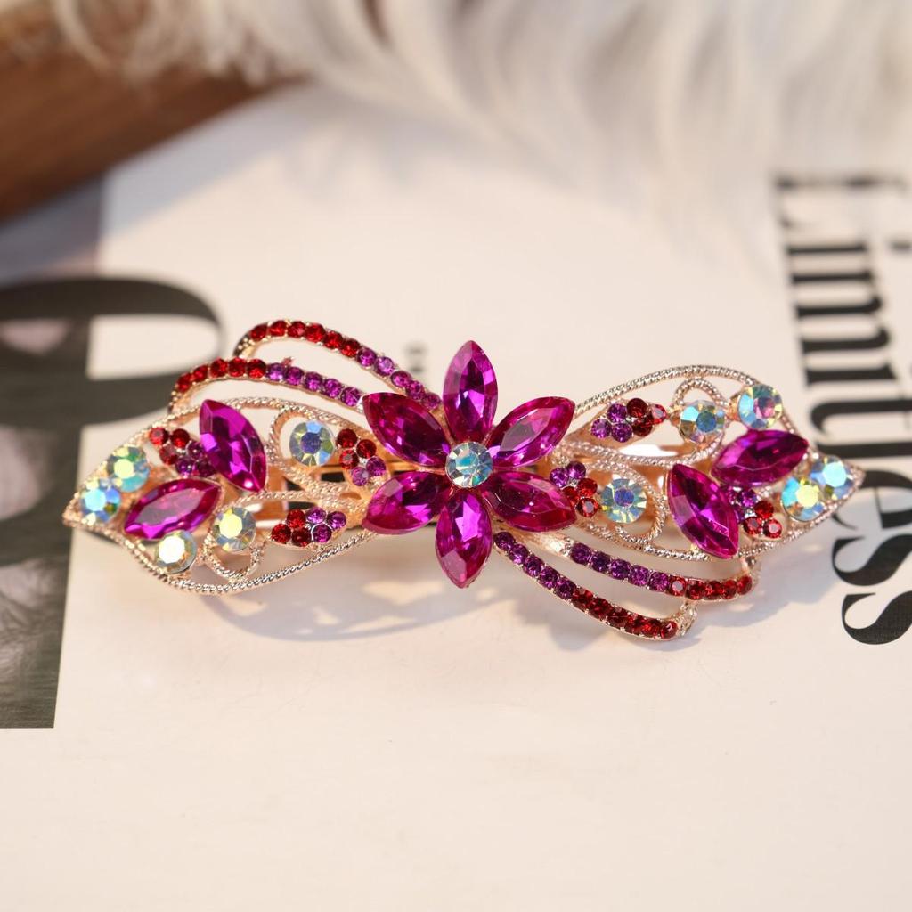 Универсальная заколка для волос в виде цветка со стразами: Элегантная заколка-пружина для хвостика из сплава для женщин