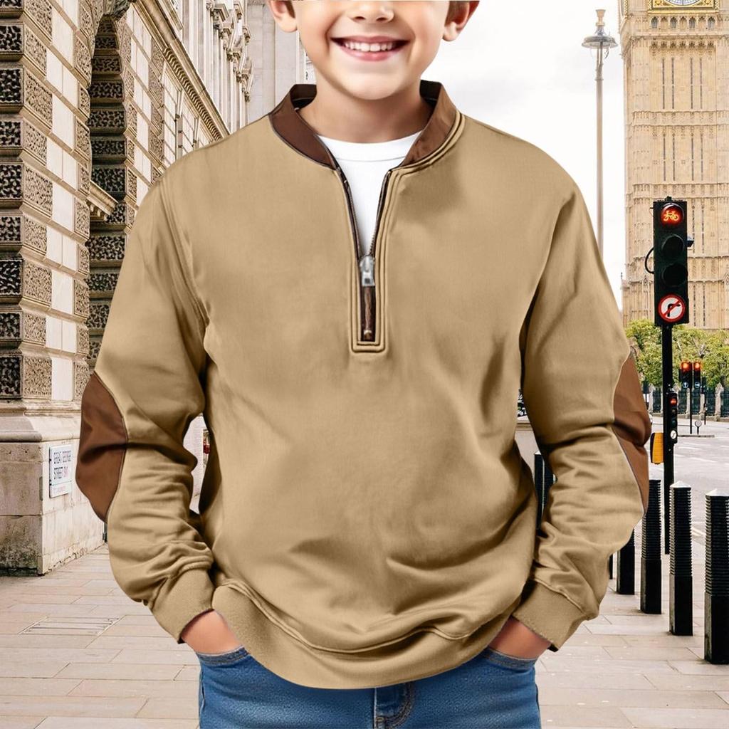 Детский свитшот для мальчиков, рубашки с длинным рукавом, однотонная повседневная рубашка-пуловер, одежда для улицы на осень для мальчика-подростка