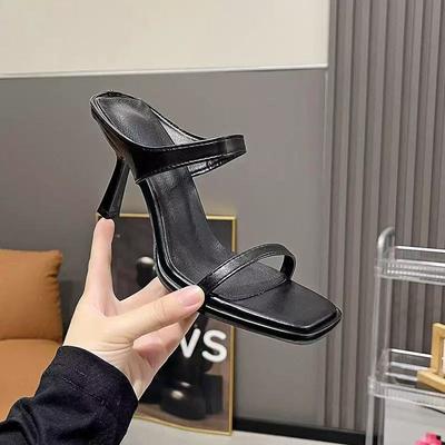 Летние сандалии на высоком каблуке, новые, сексуальные, женские, с квадратным носком, открытые, модные, на шпильке