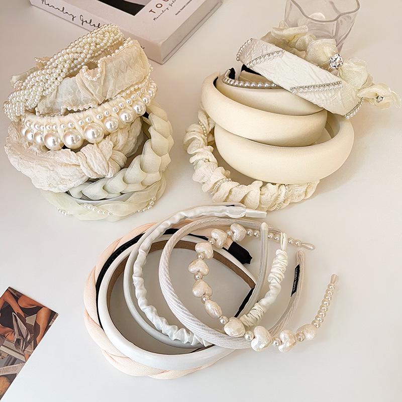 Diamond Pearl Gauze Sponge Headband: Fresh Japanese-Korean Fairy Style Accessories