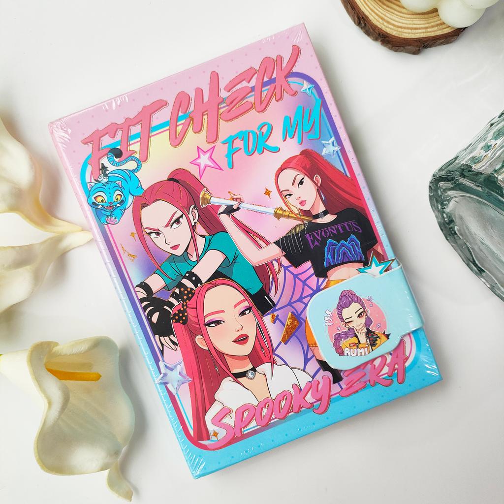 Chibi K-POP Demon Hunters HUNTRIX Anime Magnetic Buckle Notebook, Colorful Page Journal, Student Stationery & Festival Gift