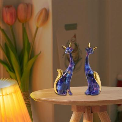 2 Статуэтки кошек, Фигурки из смолы, Украшения для стола и полки