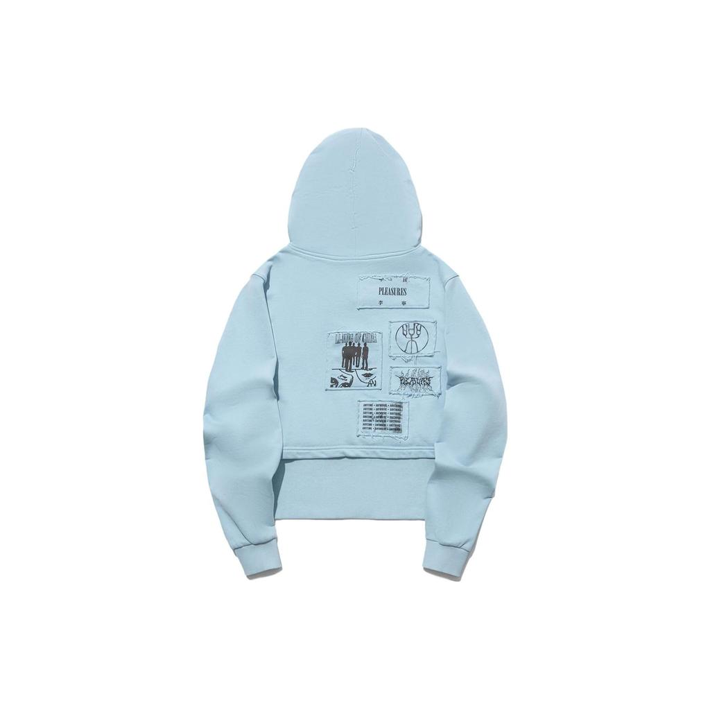 Li Ning X Pleasures Collaboration Letter Embroidery Casual Loose Hoodie Long Sleeve Sweatshirt Women Hoodies Forget-Me-Not-Blue AWDTC04-2