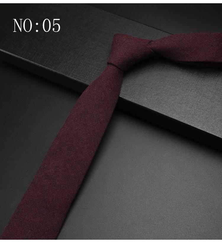 Men'S British Solid Color Retro Gentleman Shirt Simple Dress Wedding Narrow 6Cm Hand-Made Cotton Tie