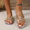 Summer Flip Flops Woman Rivets Women Transparente Sandals Bow Knot Flat Slippers Girls Studded Beach Slides Jelly Shoes 35-41