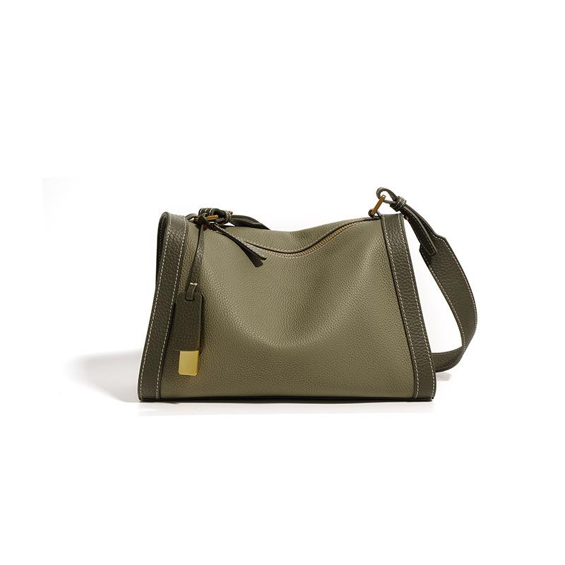 Crossbody genuine leather pillow bag, underarm bag, women's shoulder bag, high-end top-layer cowhide bag, bucket bag