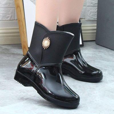 Женские модные водонепроницаемые нескользящие резиновые сапоги с хлопковым флисом – износостойкий дизайн до середины икры для всех сезонов