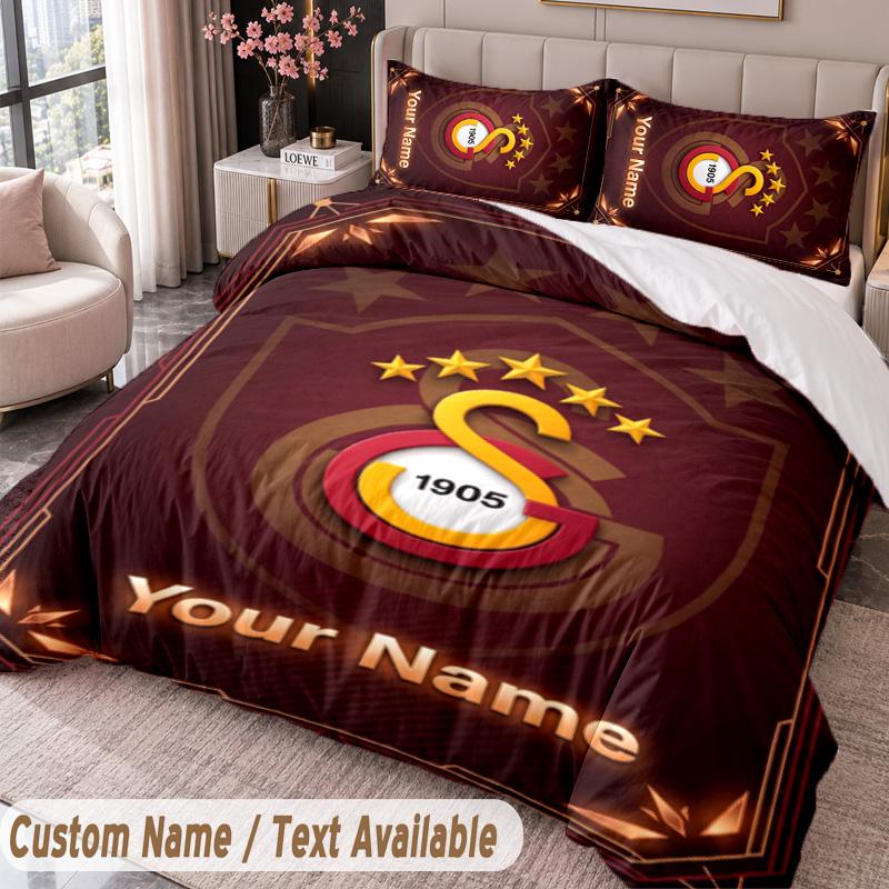 Galatasaray FC Printed Bedding Set Custom Name Text 1 Duvet Cover 2 Pillowcases For Bedroom