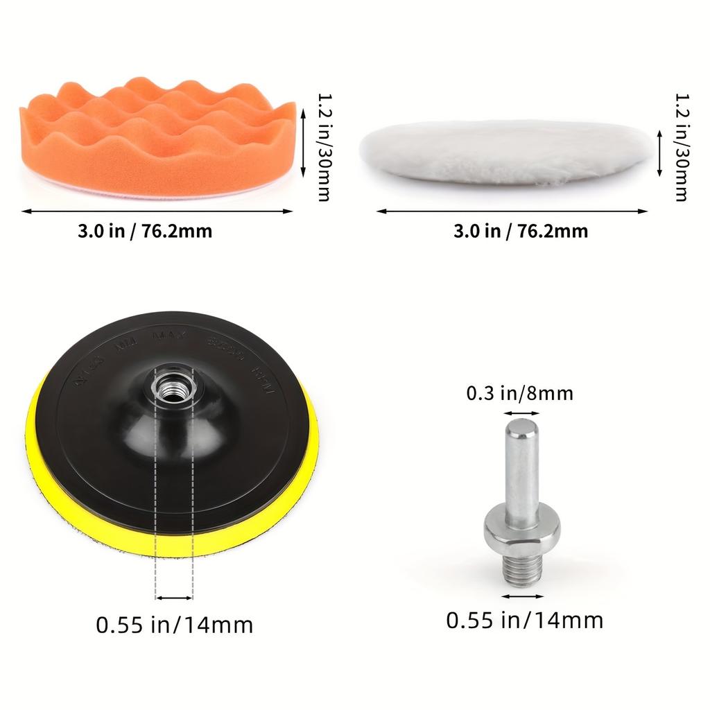 Комплект из 11 шт., 3-дюймовые полировальные круги для автомобиля, губка для полировки, шерстяная полировальная губка для автомобиля, полировка, шлифовка, вощение, герметизация глазурью
