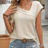 Women's Fashion Casual Summer Spring Solid Color Print Short Sleeve V-Neck Blouses & Shirts