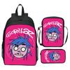 Gorillaz UK Virtual Band Printed Cartoon Backpack 3-Piece Set School Bag Lightweight Large Capacity