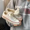 Low-top Cotton Shoes Women's Winter 2025 New Korean Version Versatile Student Velvet Canvas Shoes Women's Shoes Warm and Thicker