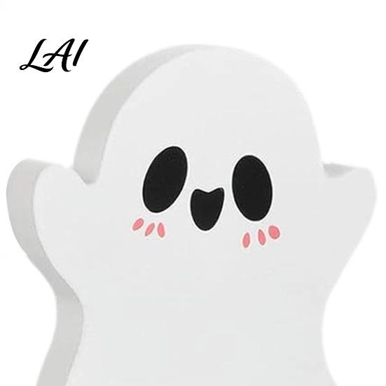 Decorative Wood Crafts for Shelves 3Pcs/Set Halloween Tiered Tray Decorations Cute Ghost Pumpkin Black Cat Wooden Ornaments Ornaments Block