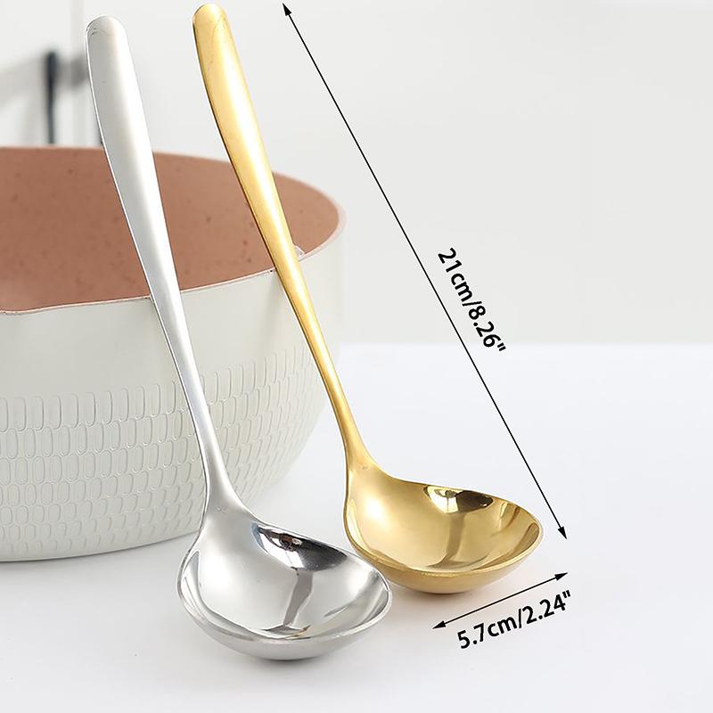 Нержавеющая сталь, круглая ложка с большой головкой, чистая, красная, золотистая, для ужина, с длинной ручкой, десертные ложки для перемешивания, кухонные аксессуары, гаджеты
