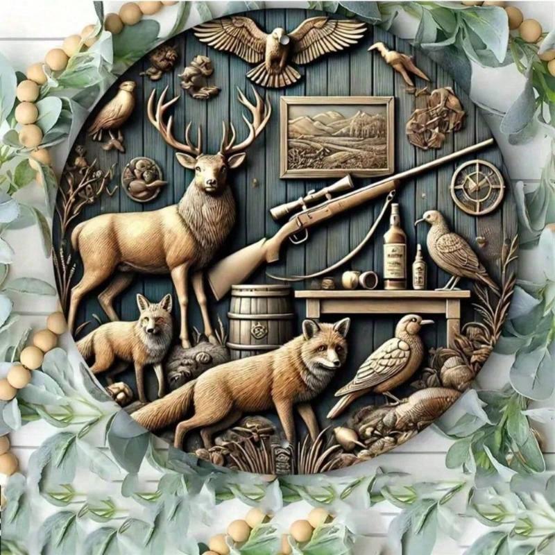 Witch Broom Halloween Sign, Round Aluminum Wall Plaque 20x20cm