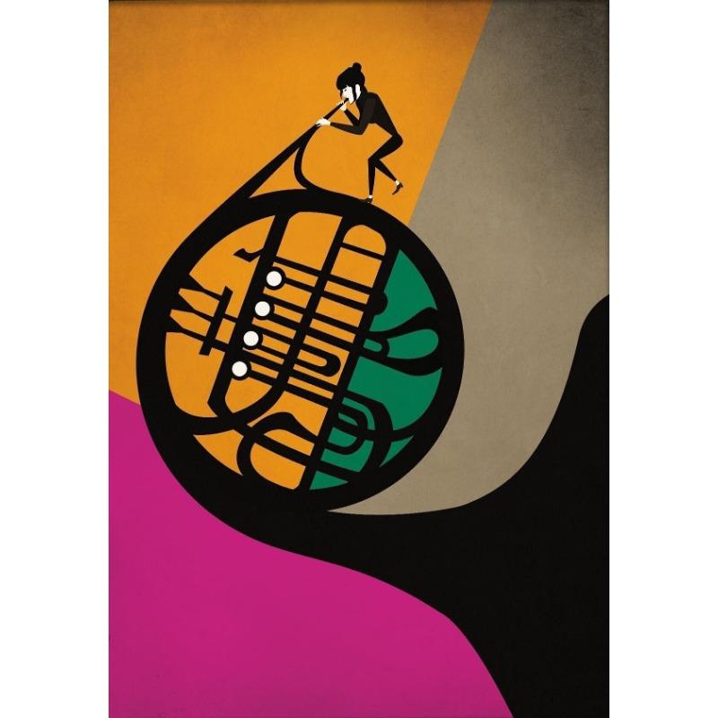 Mid Century Colorful Jazz Music Poster Instrument Player Trumpet Saxophone Canvas Painting Wall Art for Living Room Home Decor