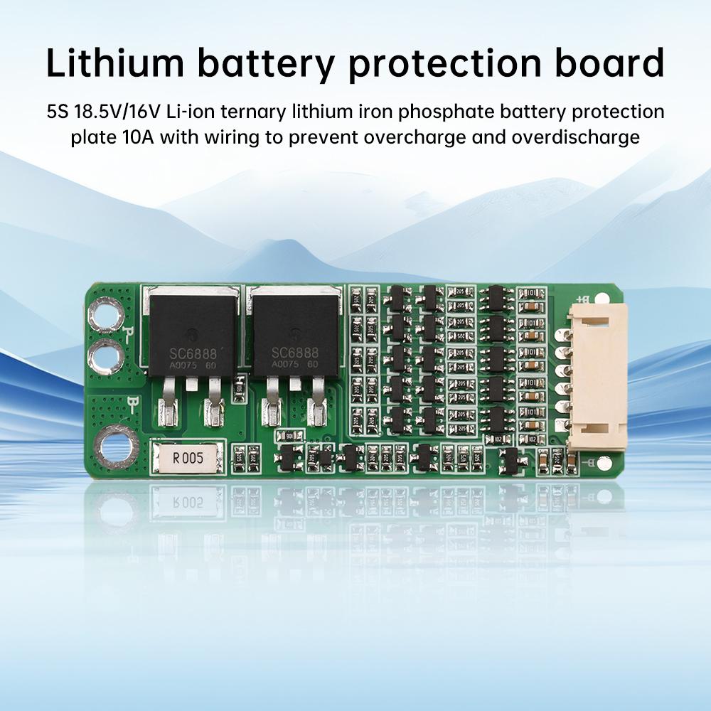 BMS 5S 16V 18.5V 10A LiFePO4 Li-ion Lithium Battery 18650 Ternary Lithium Battery Charger Protection Board Large MOS Transistor