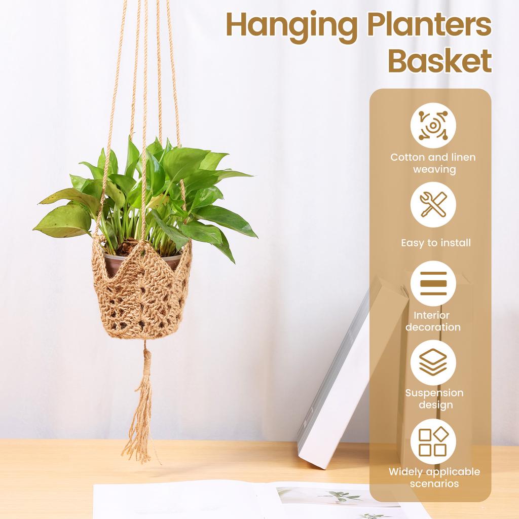 2Pcs Macrame Plant Hanger Baskets Flower Pot Holder with Hook Balcony Planter Basket Decor Lifting Rope Home Garden Supplies