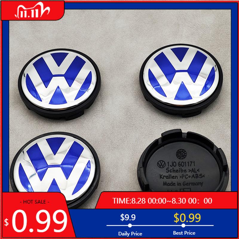 VW GTI GOLF 2026 Hot For VW VOLKSWAGEN 4pcs 56mm Bule Car Wheel Center Caps Rim Hub Caps For VW Volkswagen Golf Jetta Bora Polo