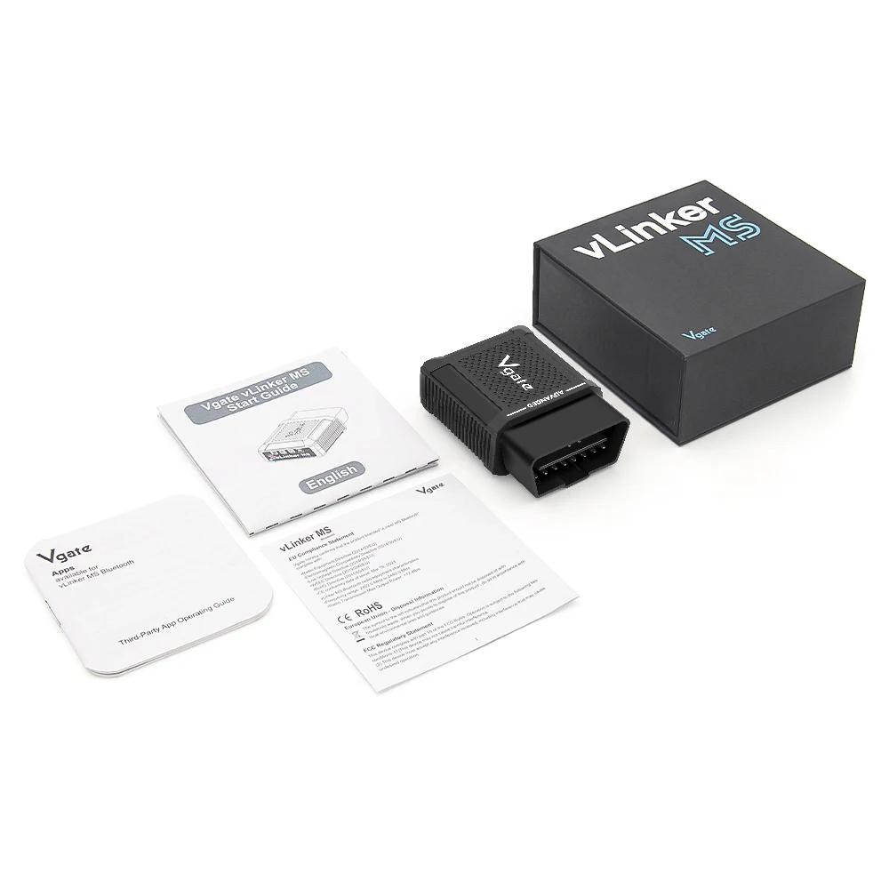 2025 Новый Vgate vLinker MS BT Автомобильный OBD2 Сканер для 12В/24В ELM327 V2.3 Диагностический инструмент для всех систем CH LS HS SW MS CAN