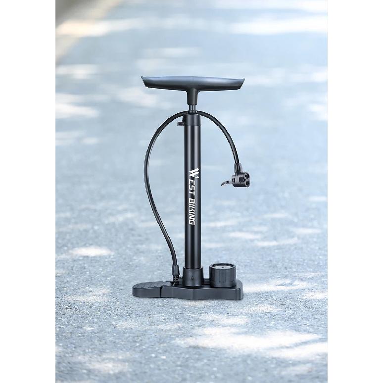 WEST BIKING Bicycle Pump 160PSI Road Mountain Bike Steel Air Pump with Gauge Presta Schrader Valve Tire Inflator Cycling Tools