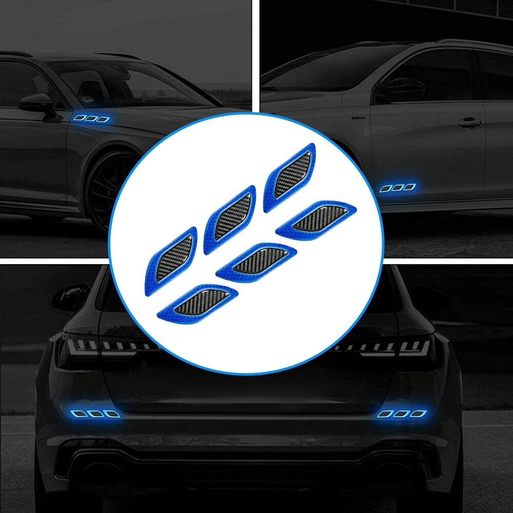 6 шт., узор из углеродного волокна, кромка вентиляционного отверстия автомобиля, бампер, 3D-светоотражающие наклейки, наклейки, препятствующие столкновению, декоративные полосы, тюнинг автомобиля, универсальный