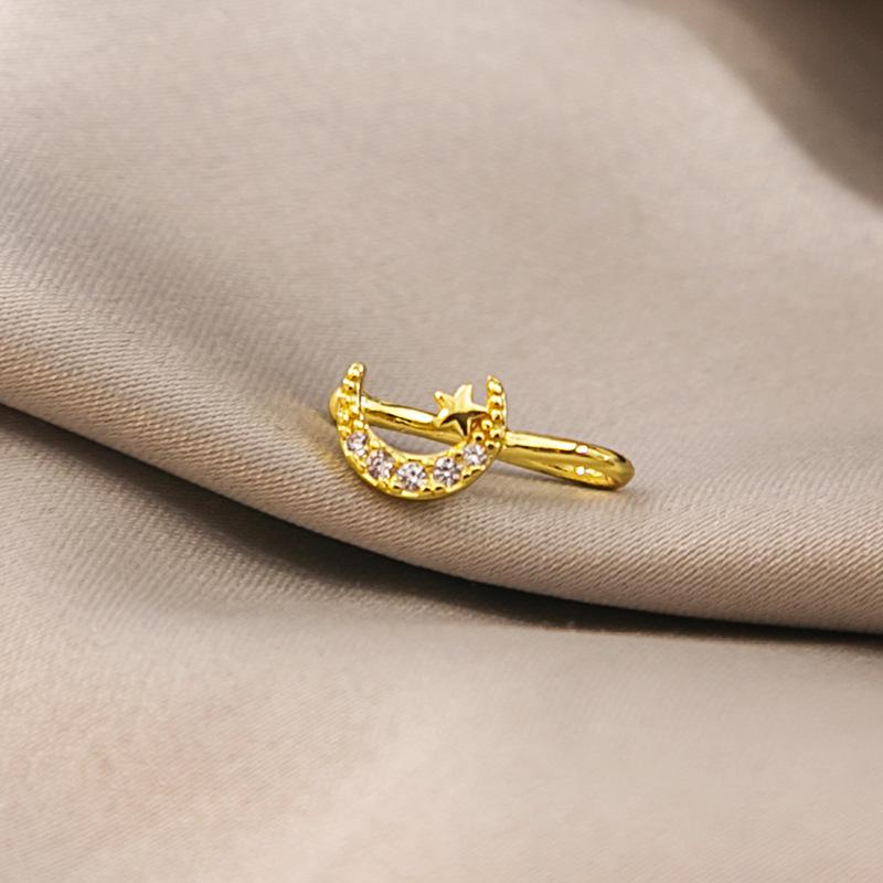 Украшения для тела с клипсами 1 шт., носовое кольцо в форме сердца и звезды, подарок, медная клипса для носа и ушей, поддельный пирсинг